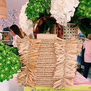 Sondra Roberts squared straw bag